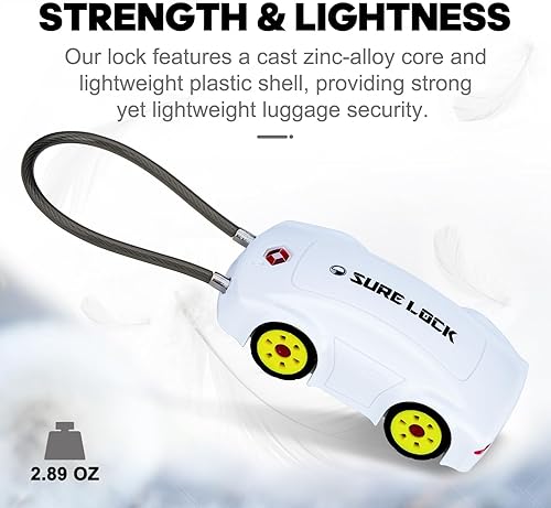 Miniatura 4 de SURE LOCK Cerraduras de equipaje aprobadas por la TSA, cerradura de equipaje de viaje con combinación de 4 dígitos, cerradura de código reiniciable