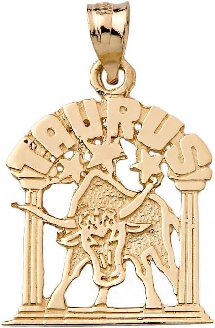 Solid 10k Yellow Gold Taurus Zodiac Sign Personalized Charm Pendant