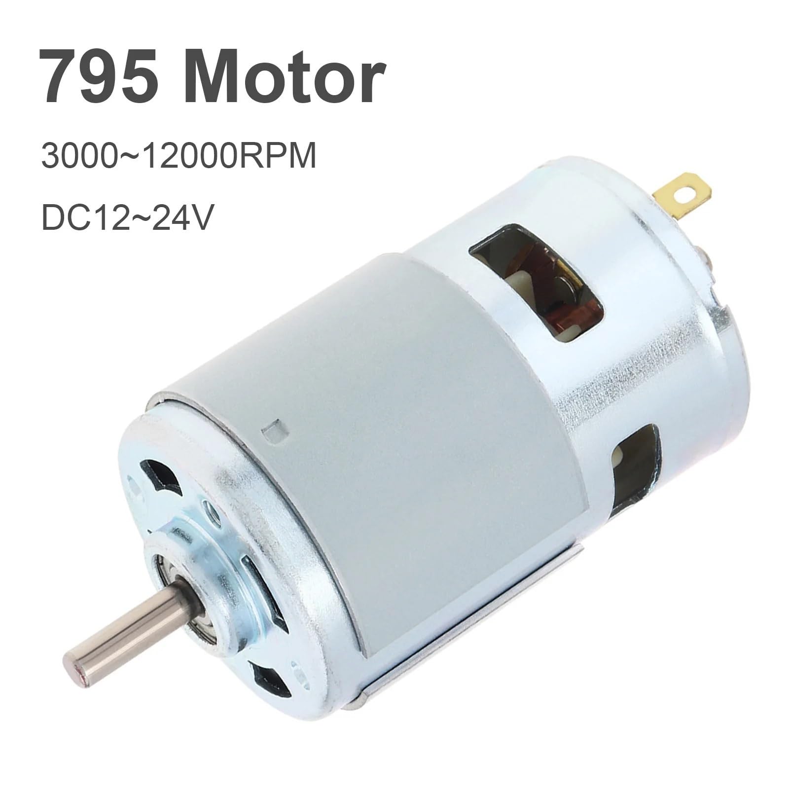 Silnik prądu stałego 795, 12 V, 24 V, 3000-12000 obr./min, szybki mikrosilnik z dużym momentem obrotowym, do zabawek DIY, mikro-maszyn z podwójnym łożyskiem kulkowym (24 V 12000 obr./min)