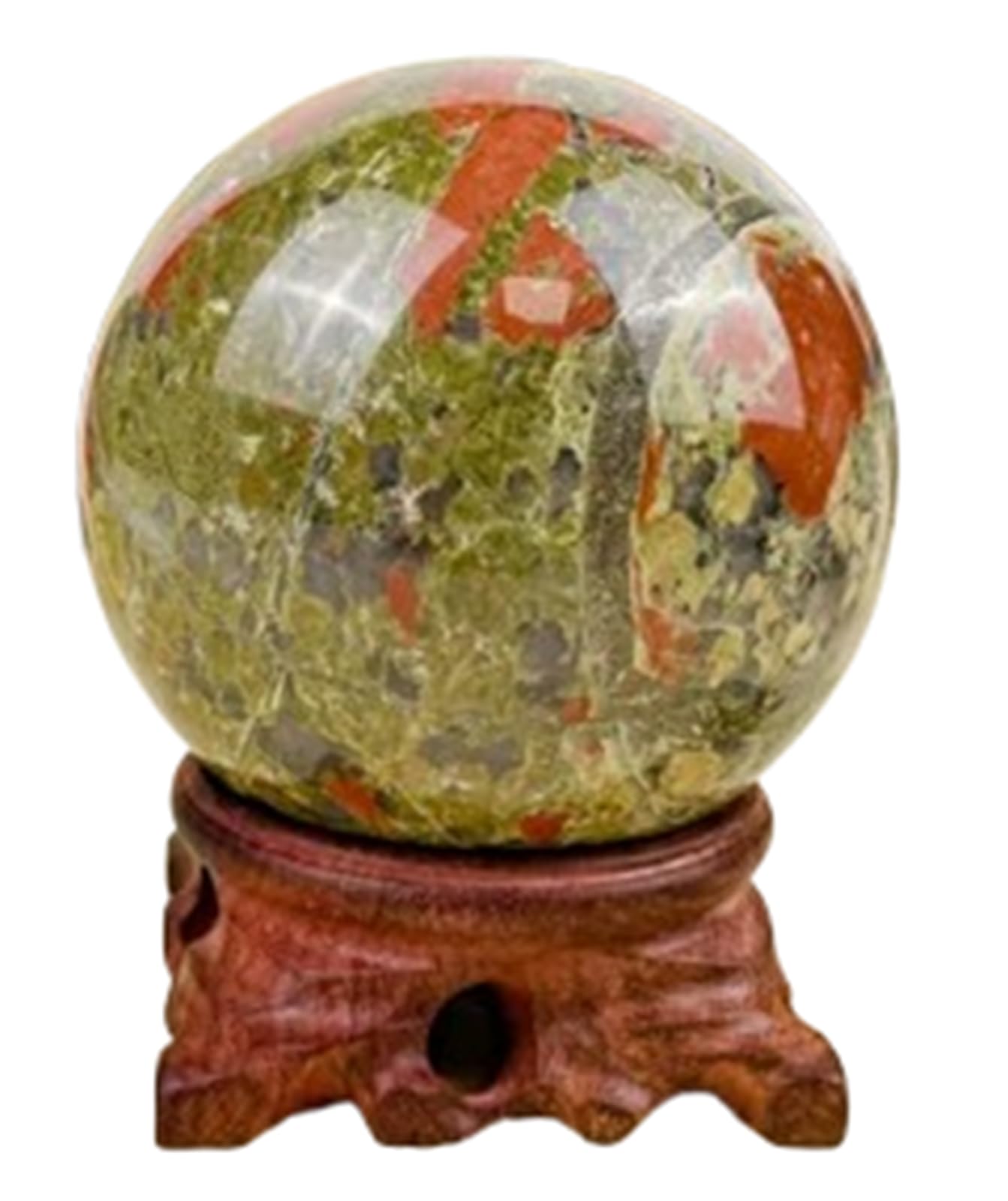 NHDVDVAV Unakite Crystal Ball Natural Quartz Crystal Stones Healing Ball Polished Sphere Feng Shui Home Office Decoration Sculpture Figurine,70~80mm