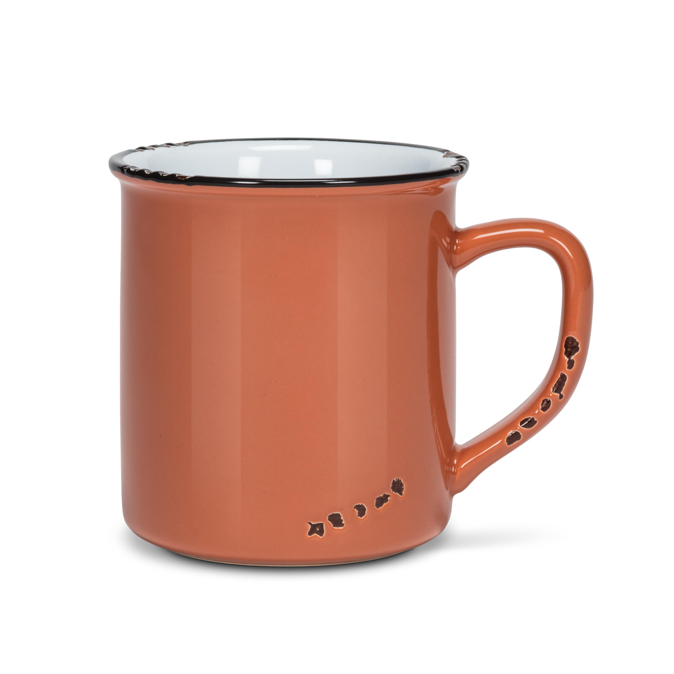 Abbott Collection Enamel Look Mug - Stoneware, Terracotta Orange, 14oz (4" H)