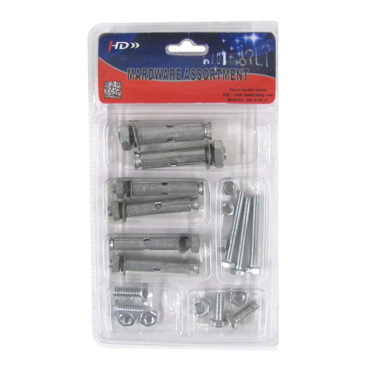 TG,LLC Treasure Gurus 20pc Concrete Masonry Nut Bolt Anchor Sleeve Assortment DIY Home Project Hardware Kit