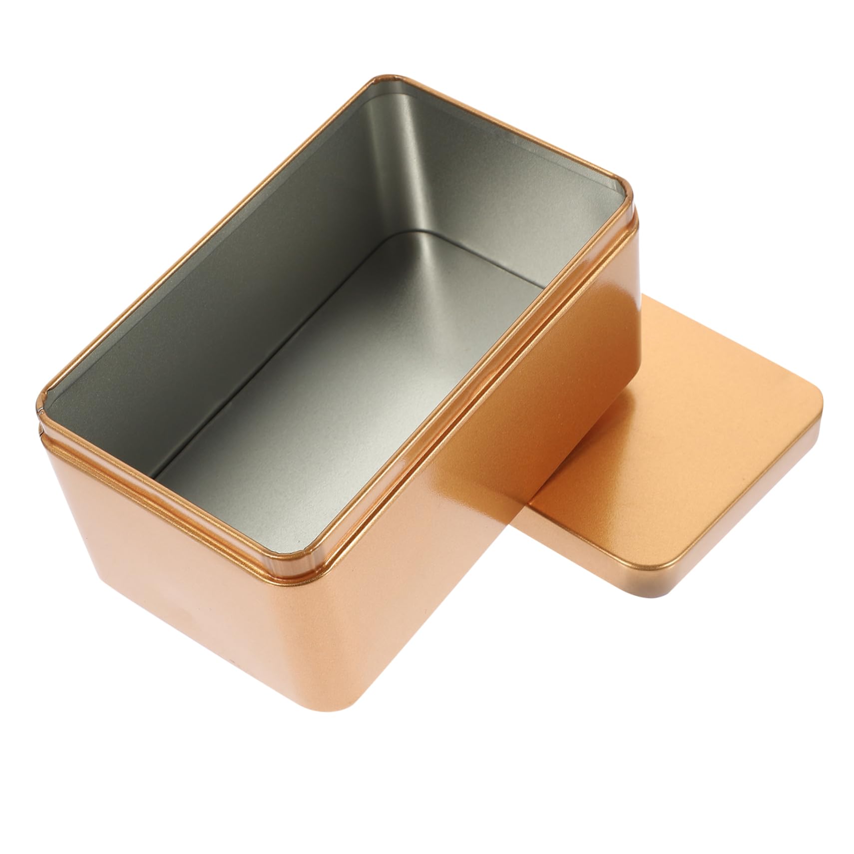 FELTECHELECTR 3pcs Rectangular Golden Tinplate Storage Box Mini Portable Organizer for Tea Leaves Candies and Items Home Storage Container Easy to Open Smooth Edges