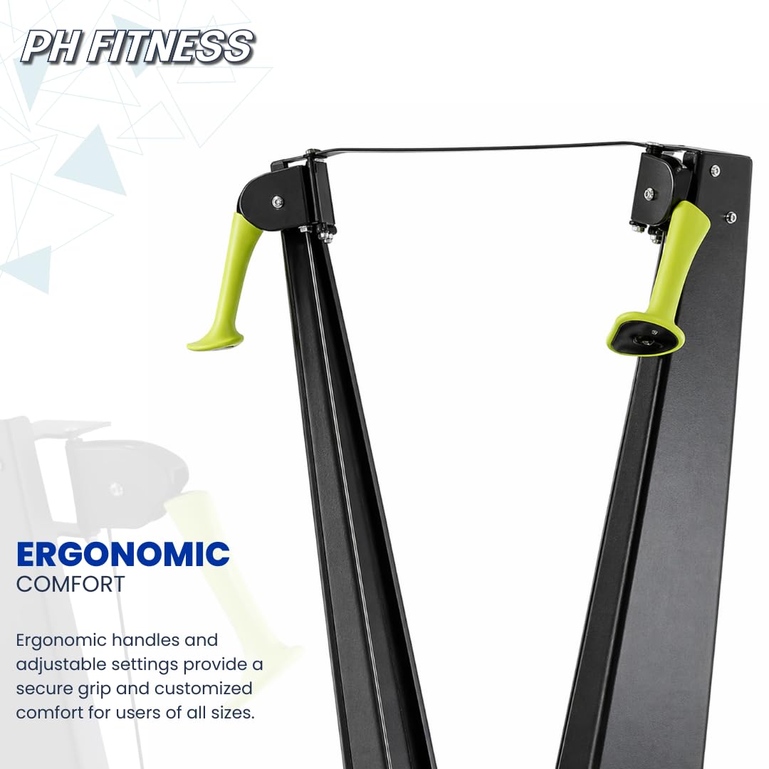 PH Fitness Ski Machine: Advanced Air Resistance Full Body Trainer | Crossfit Compact & HIIT SkiErg pour la Maison | Intensité réglable, Plaque de Base Durable & Design Ergonomique | Max 130kg
