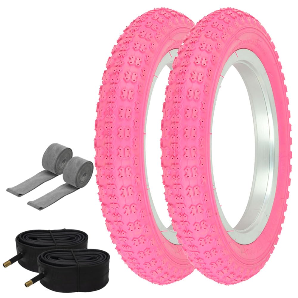 PRO+ Tires 12 1/2 x 2 1/4 Pink P-104A W/Tubes & Rim Strips