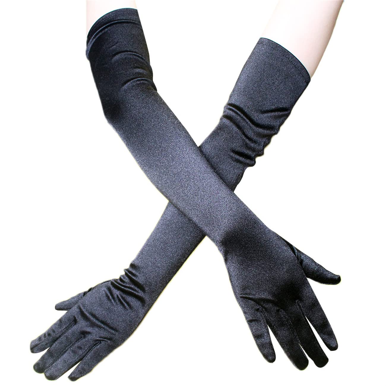 LOVARTS BEAUTYWomen Sexy Long Gloves Sexy Wet Look Adult Sexy Latex Long Gloves (Black-B)