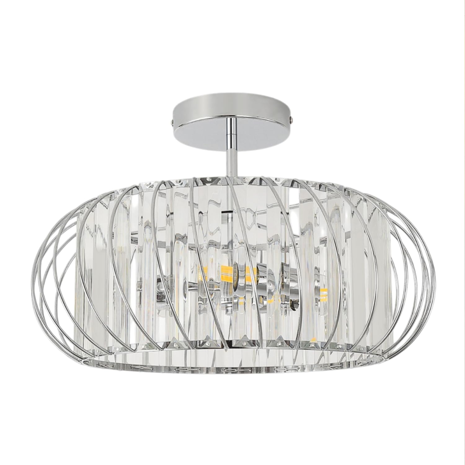 ANWIO Lampadari Cristallo Argento, Plafoniere Soggiorno Argento con 3 Luci, Lampadario a Sospensione Moderno E14, Plafoniere Vetro Per Camera da Letto, Ristorante, 40 CM (Senza Lampadine) Kitchen