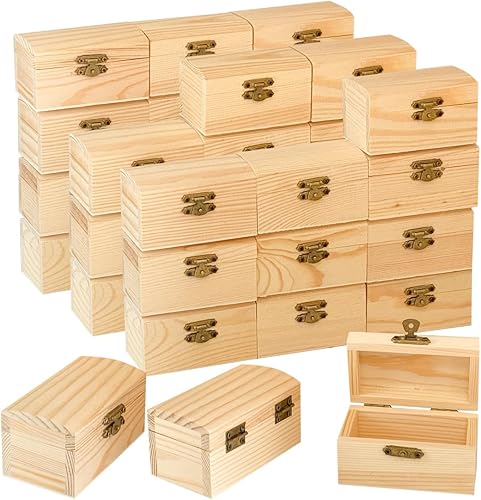 Paquete de 36 cajas pequeñas de madera sin terminar con tapa para manualidades (3.5 x 2.1 x 1.9 pulgadas)