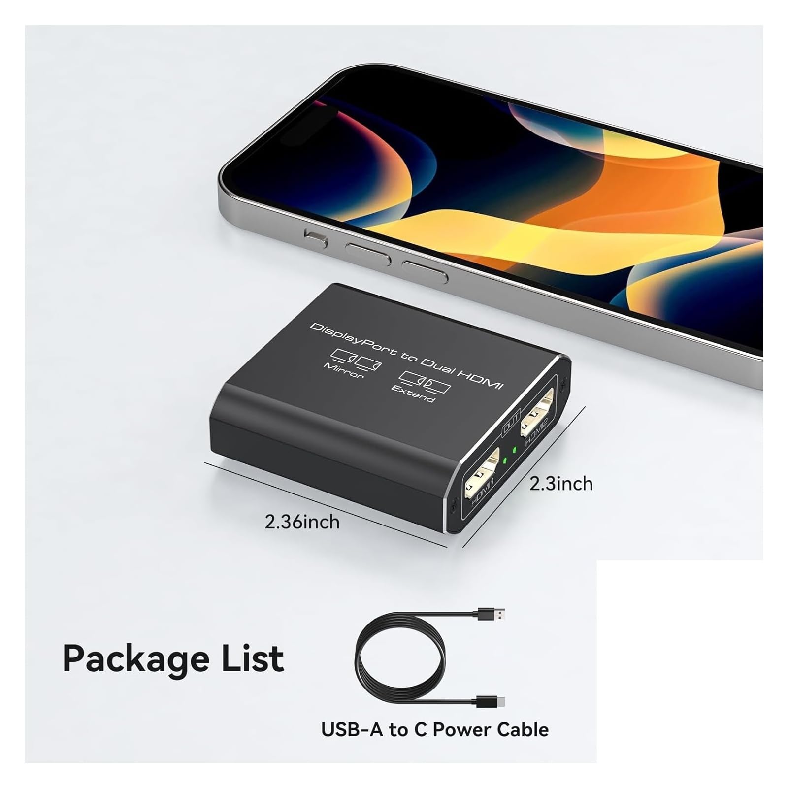 Navceker Displayport to Dual Adapter 4K 60Hz Mini DP to Splitter 1 In 2 Out MST Extended Mode for Computer Laptop PC
