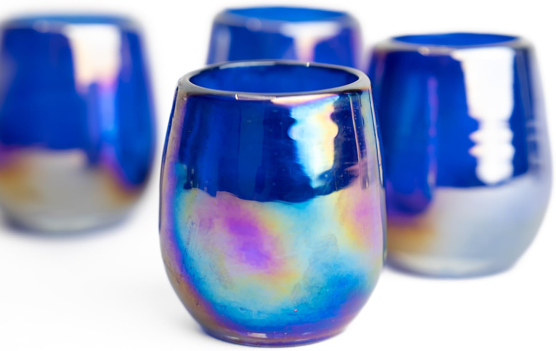 Authentic Mexican Tequila Shot Glasses - Tequila Set of shot glasses - 4 pcs - 2 Oz - Mexican Hand Blown Shot Glass (Barrel Cobalt)