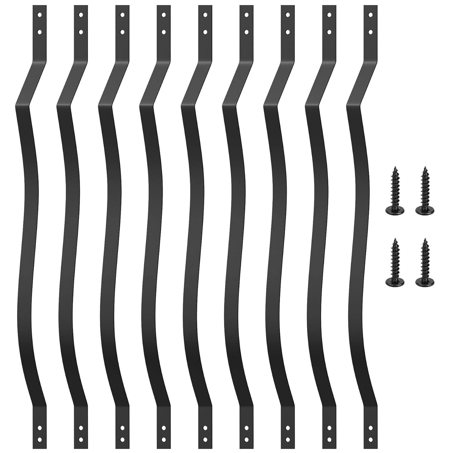 Akenow 61 Pack Metal Deck Spindles, 36"X1", Heavy Duty Railing, Wave Arc Baluster with Black Screws, Stylish for Outdoor Stair Porch 36Inch 61
