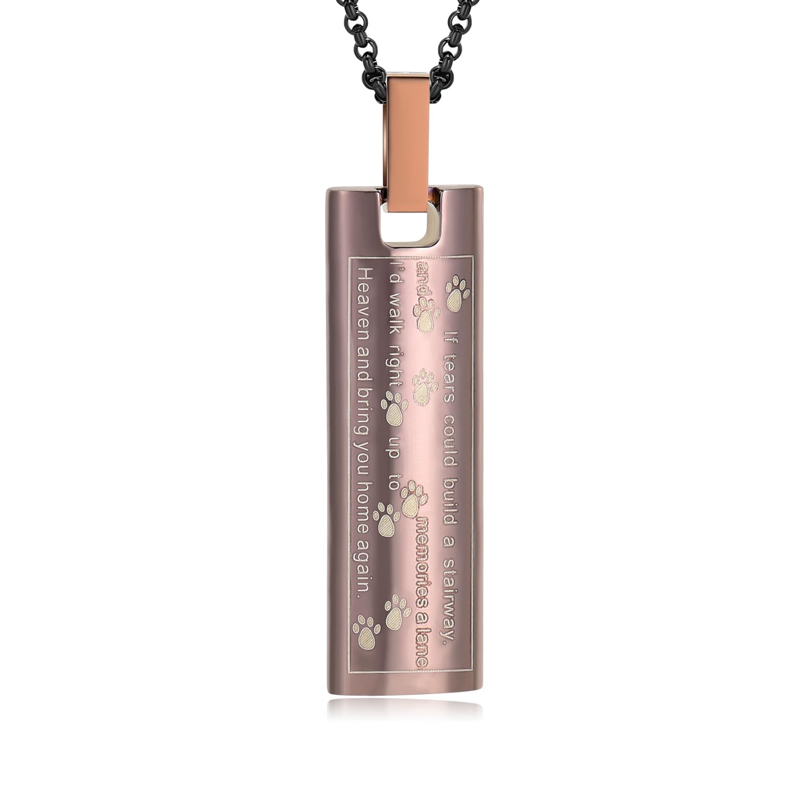 QGJNSGC Urn Necklace for Ashes Pet Paw Print Cremation Jewelry Memorial Pendant for Dog Cat Ashes Keepsake Locket Jewellery for Men for Women (Coffee)