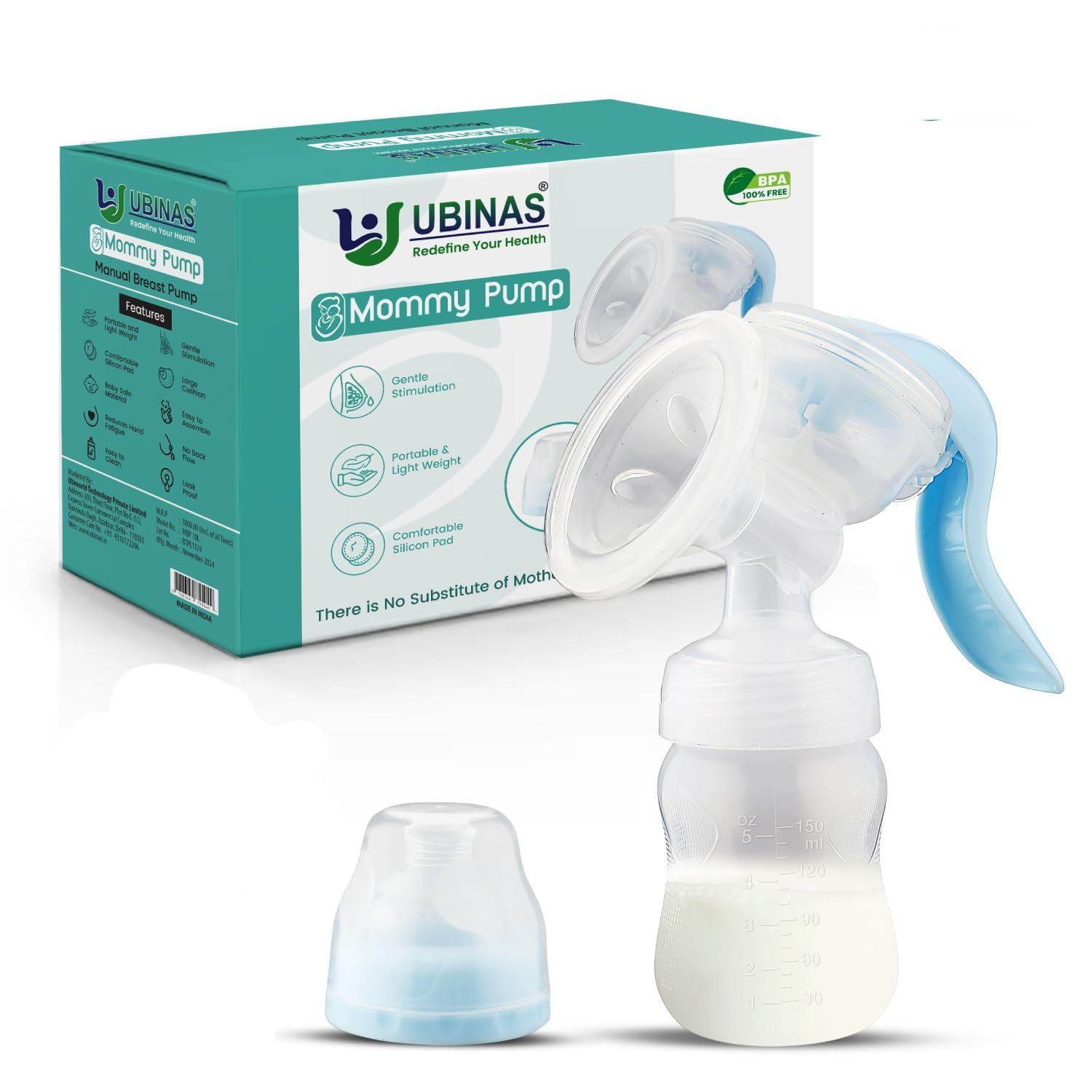 Manual Breast Pump for Breastfeeding Mothers | BPA-Free Breast Milk Pump with Soft Silicone Cushion, 150ml Feeding Bottle, Portable Lightweight Design, Easy One-Hand Operation, Manual Milk Extractor-image-34