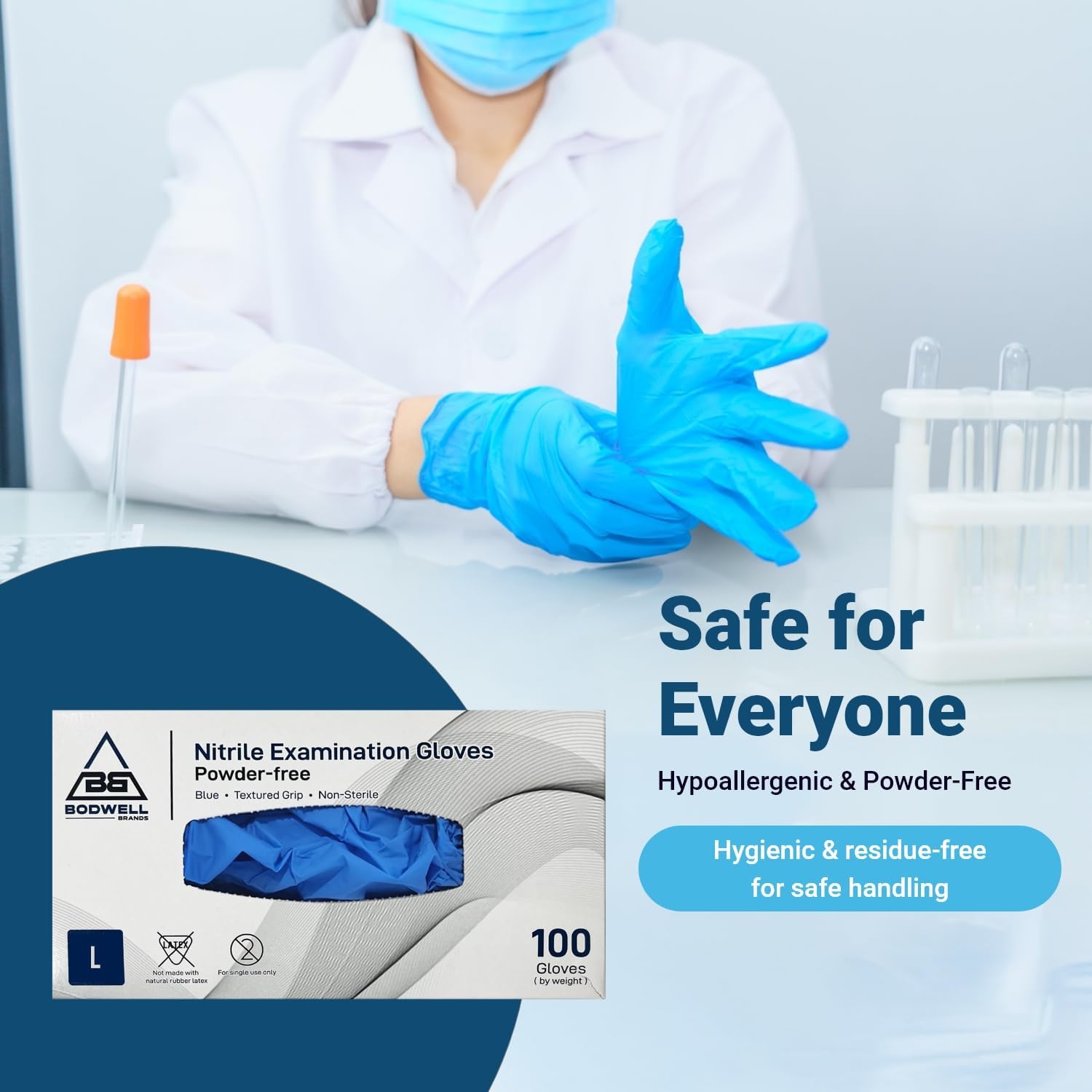 Nitrile Gloves, Latex-Free Disposable Gloves for Women and Men, Medical Grade, Food Safe, Standard Weight