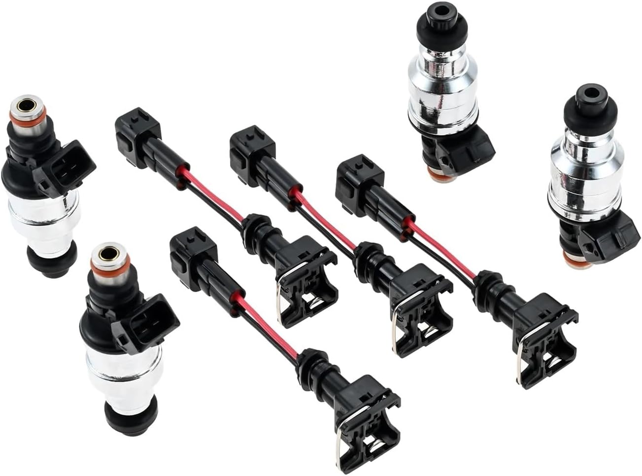 4Pcs 550cc Fuel Injectors with Wiring Harness Kit Compatible With OBD1 OBD2 B16 B18 B20 D15 D16 D18 H22 Refit Injector Replacement