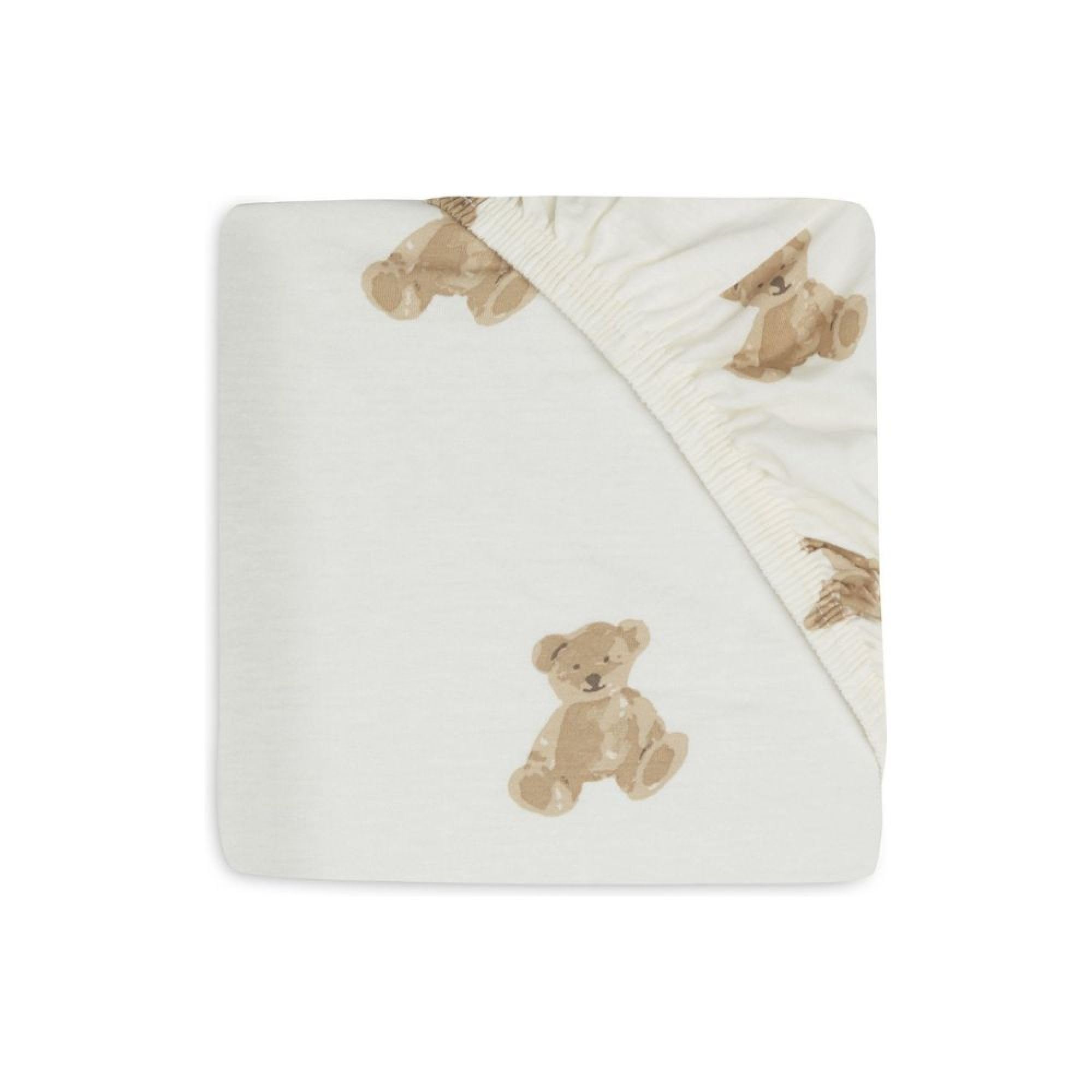 Jollein Spannbettlaken Jersey - Teddy Bear - 70/75x140/150cm - 100% Baumwolle - Spannbetttuch - Oeko-TEX Zertifiziert