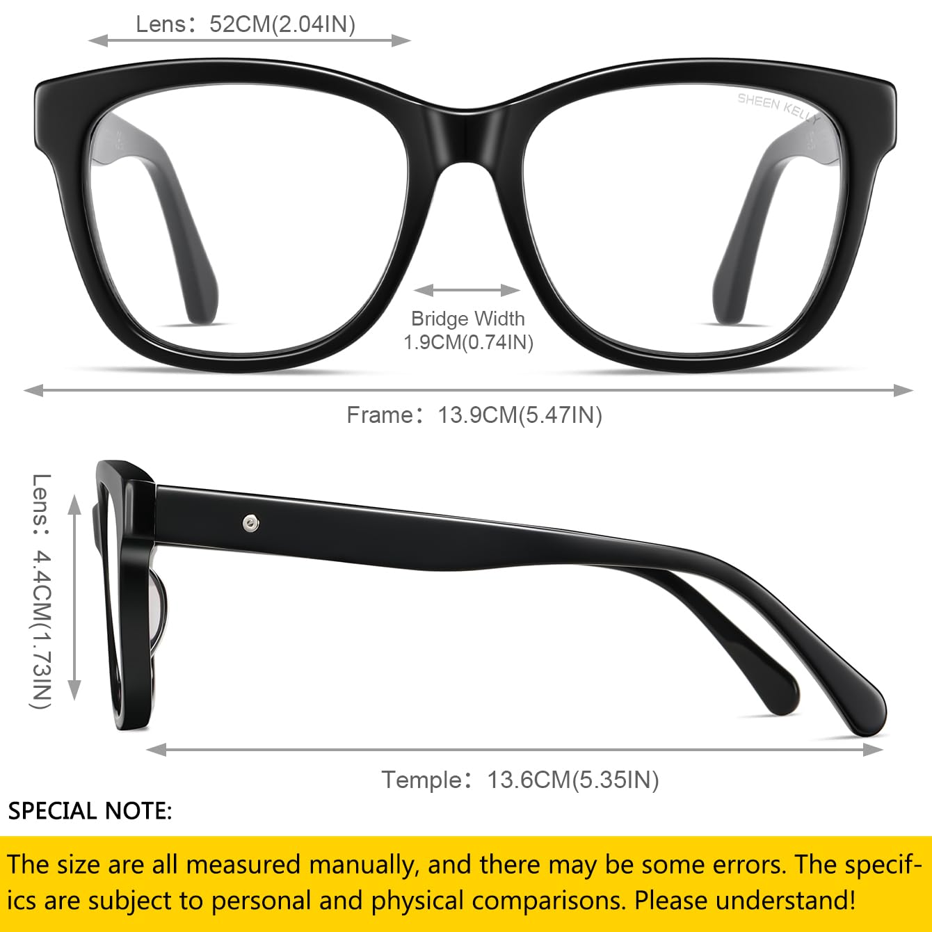 SHEEN KELLY Occhiali anti luce blu retrò Uomo Donna Montatura Quadrata spessa in acetato lenti in nylon trasparenti Occhiali per computer