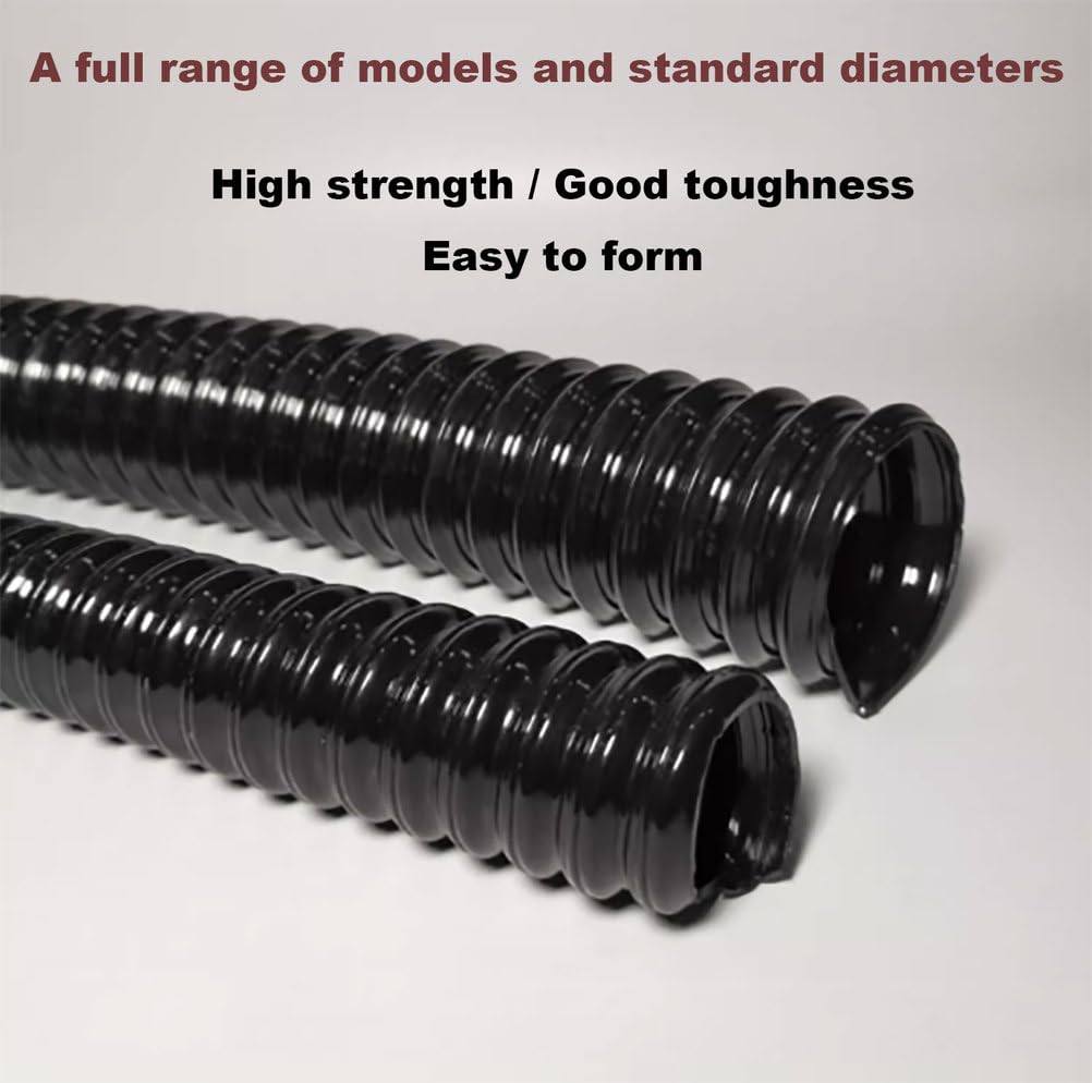 Tubo flessibile for raccolta polveri in PU nero da 1 m for sistemi di aspirazione industriali: durevole e resistente all'usura(105mmx1.2mm)