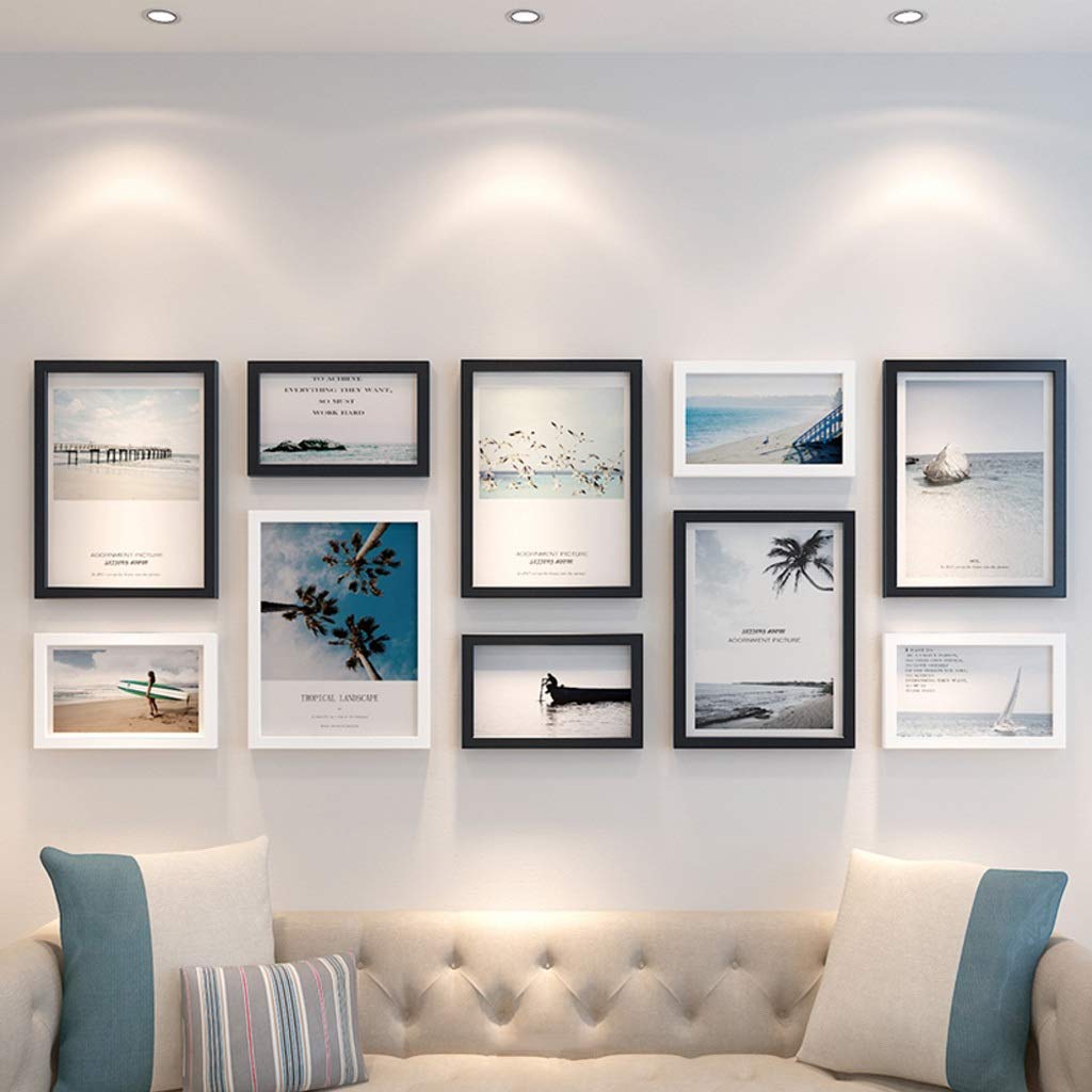 Galerie mur collage cadres photo Wood Meets Color 10 pièces pour aligner vos cadres sans percer