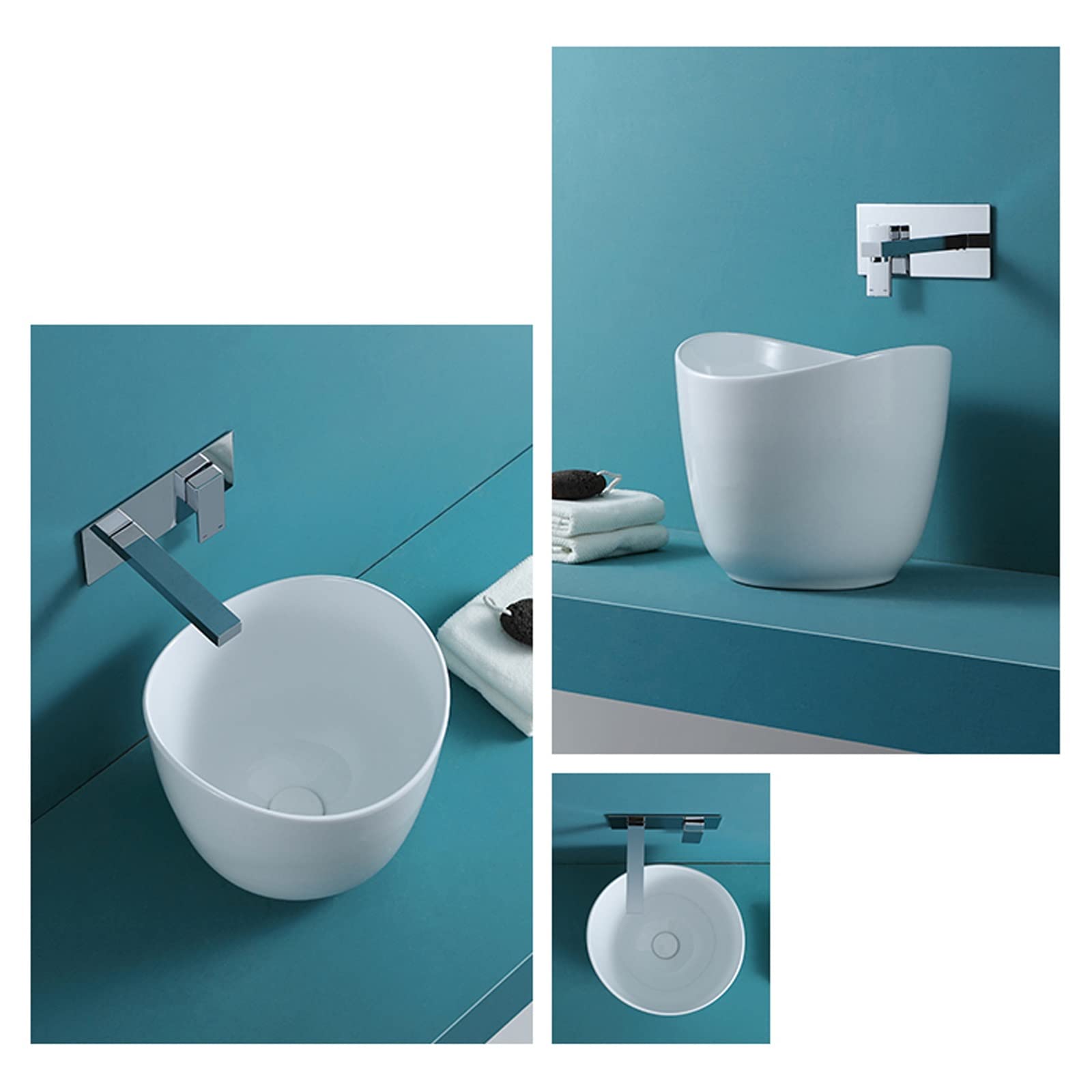 Vaso da bagno da appoggio Lavabo da bagno Deepen Bacino Design in ceramica