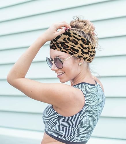 Miniatura 2 de Hexchasty 2 diademas turbantes para mujer, bohemias, elásticas, gruesas, bonitas, extra anchas, grandes, de tela anudada, para mujeres y niñas,