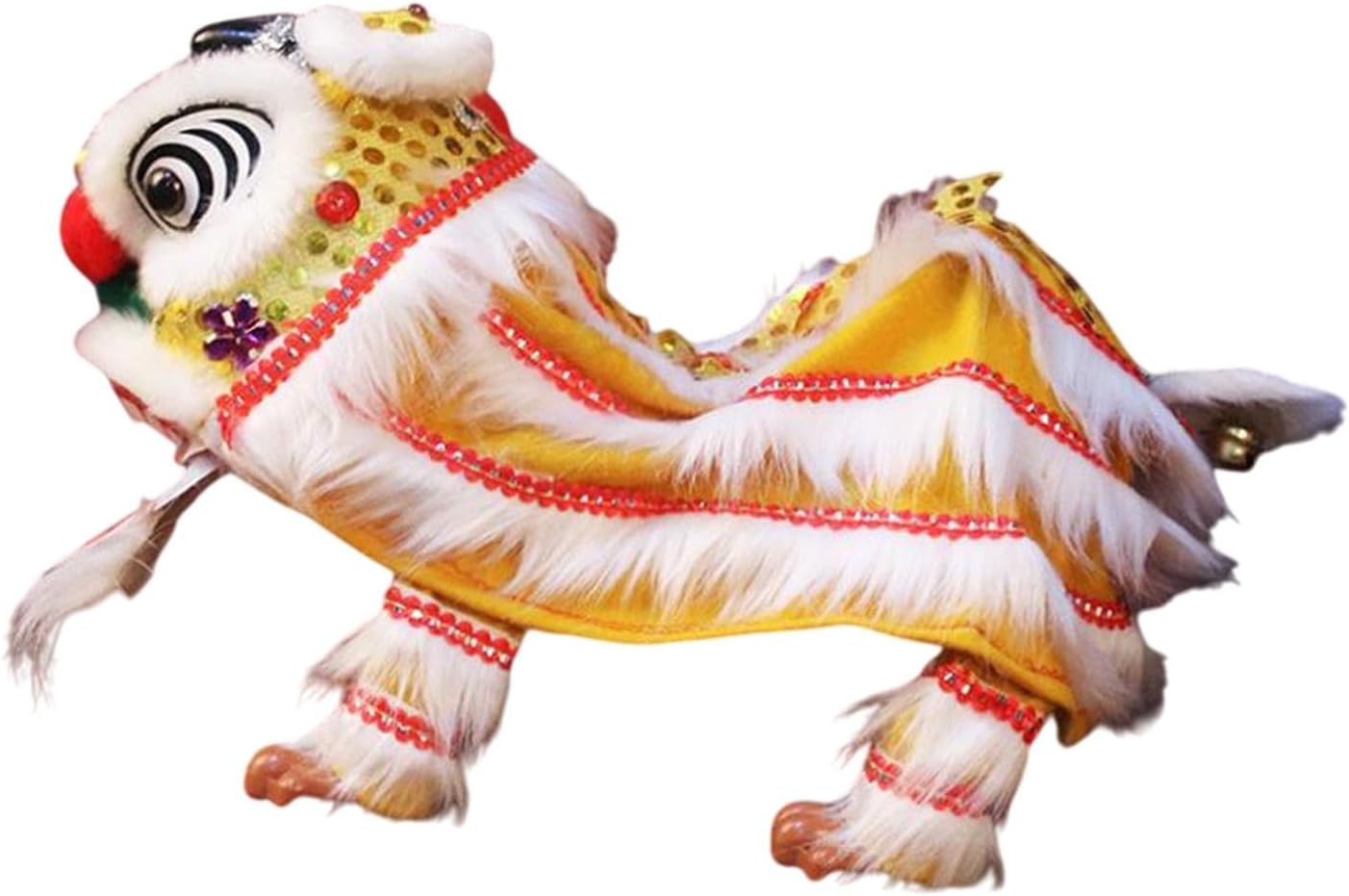 Menolana Chinese Marionette Lion Toy,Hand String Lion Dance Puppet,Handmade,Creative Chinese New Year Decoration Party Spring Festival, Yellow White