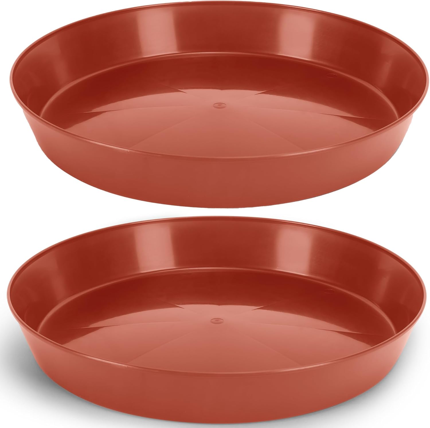 21 Inch (19 Inch Base) Case of 2 Plant Saucer - Terra Cotta Colored Polypropylene - Heavy Duty Indoor/Outdoor Tray and Drip Pan - Collects Flower Pot Excess Water Made in USA