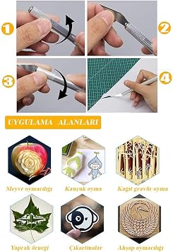 Cretory Blade 1 Pack Hobby Model Design Scalpel Steel Alloy Stainless Precision Cutting Blade 25 Degree with 5 Spare Blades