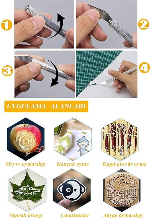 Cretory Blade 1 Pack Hobby Model Design Scalpel Steel Alloy Stainless Precision Cutting Blade 25 Degree with 5 Spare Blades