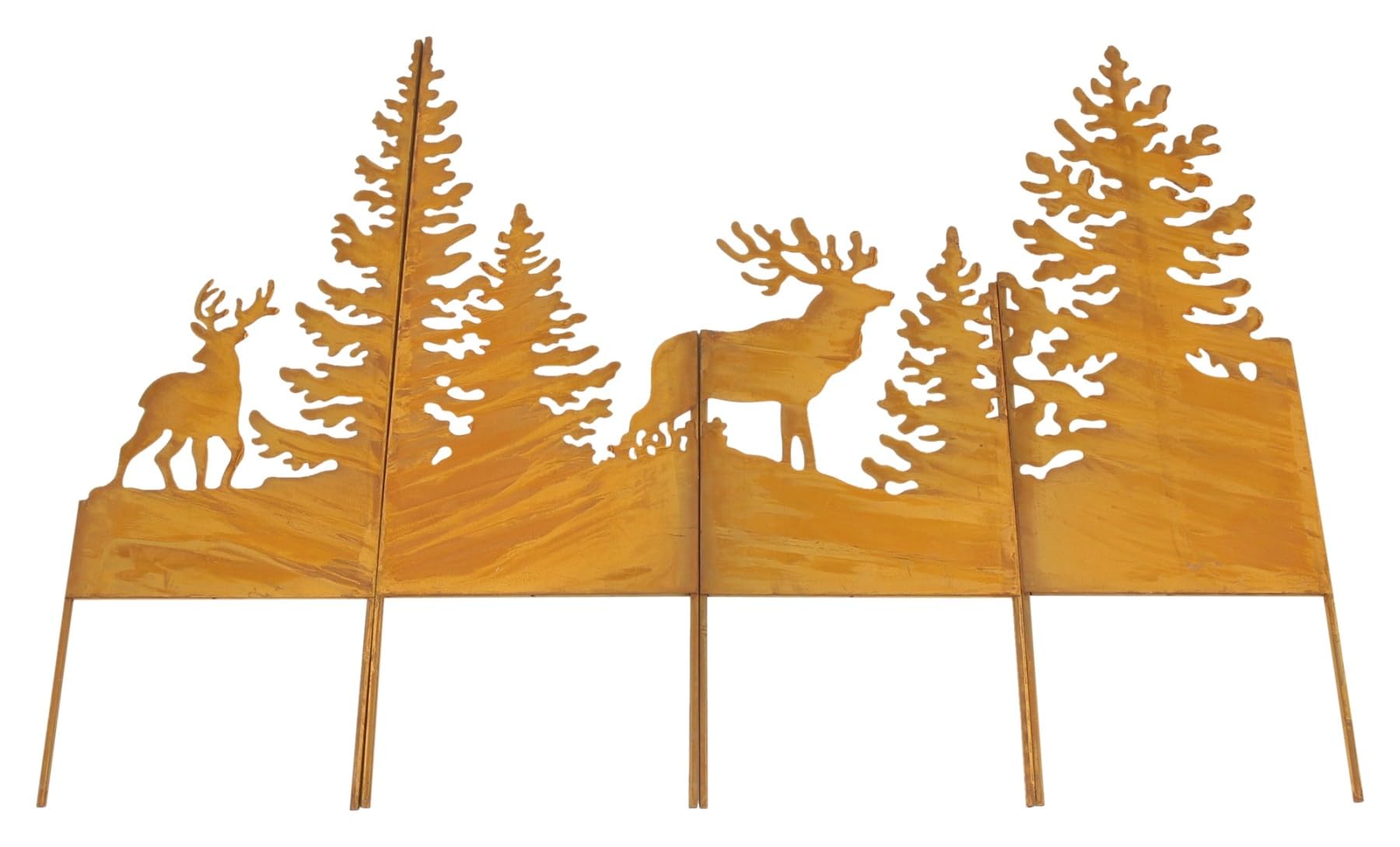 Dekoleidenschaft großer Gartenstecker Hirsche im Wald aus Metall mit Echtrost, 120x85 cm, Dekostecker, Rostdeko, Gartendeko für Draußen
