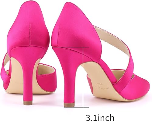 Miniatura 2 de JENN ARDOR D'Orsay - Zapatos de tacón medio para mujer, tacones de aguja cerrados, punta cerrada, zapatos de fiesta para boda y novia