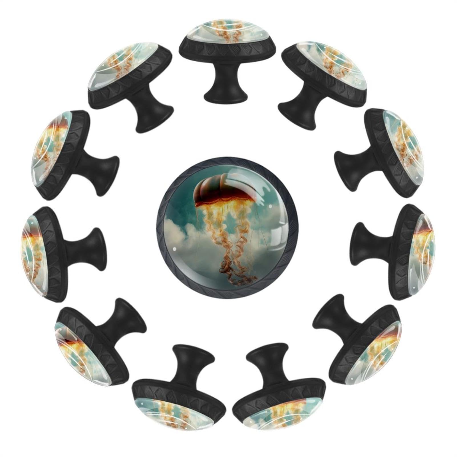 Boutons de tiroir en verre transparent bouton de meuble méduse poignée placard cuisine