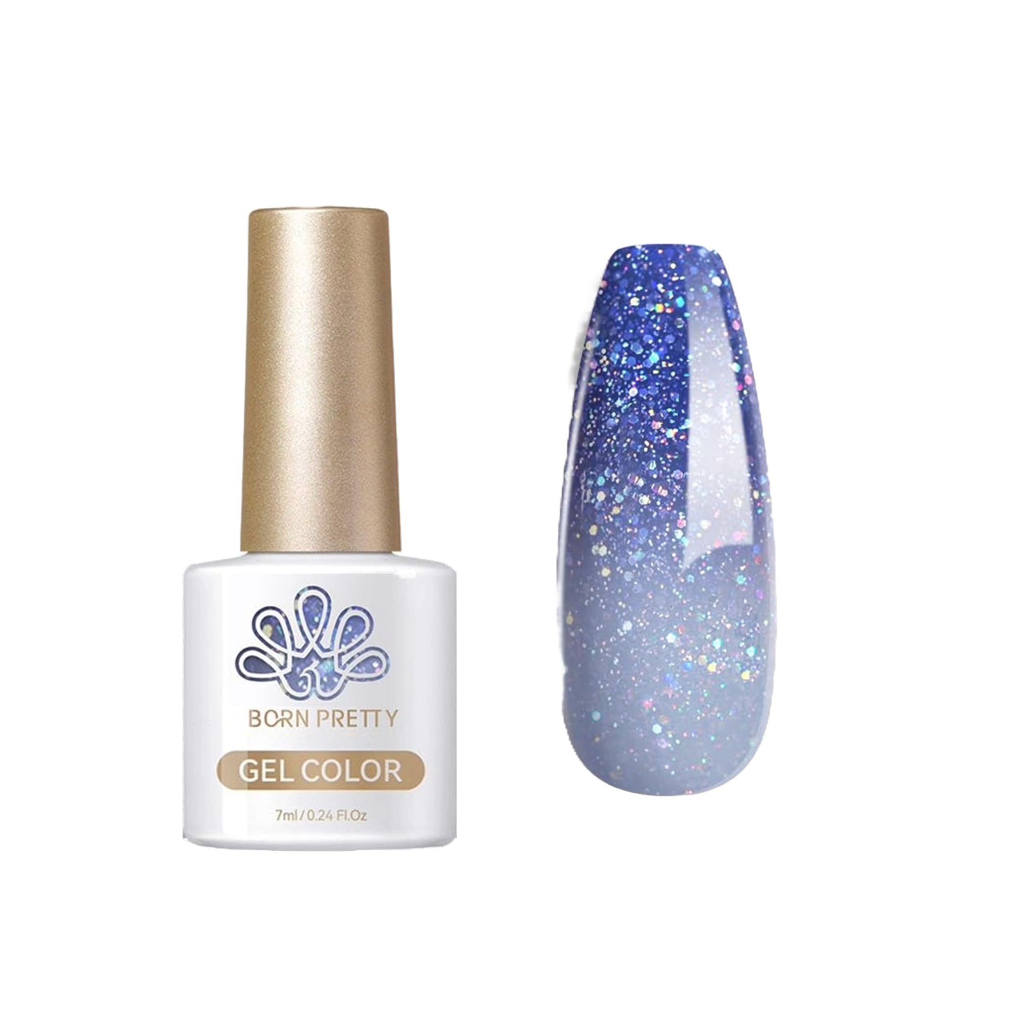 Born Pretty 7ml Color Changing Gel Nail Polish, from BELLE GAGA Glitter Temperature Change Gel Polish Long Lasting Nail Polish UV for Manicure and Nail Art, DIY at Home, Salon-Quality - 61385-23