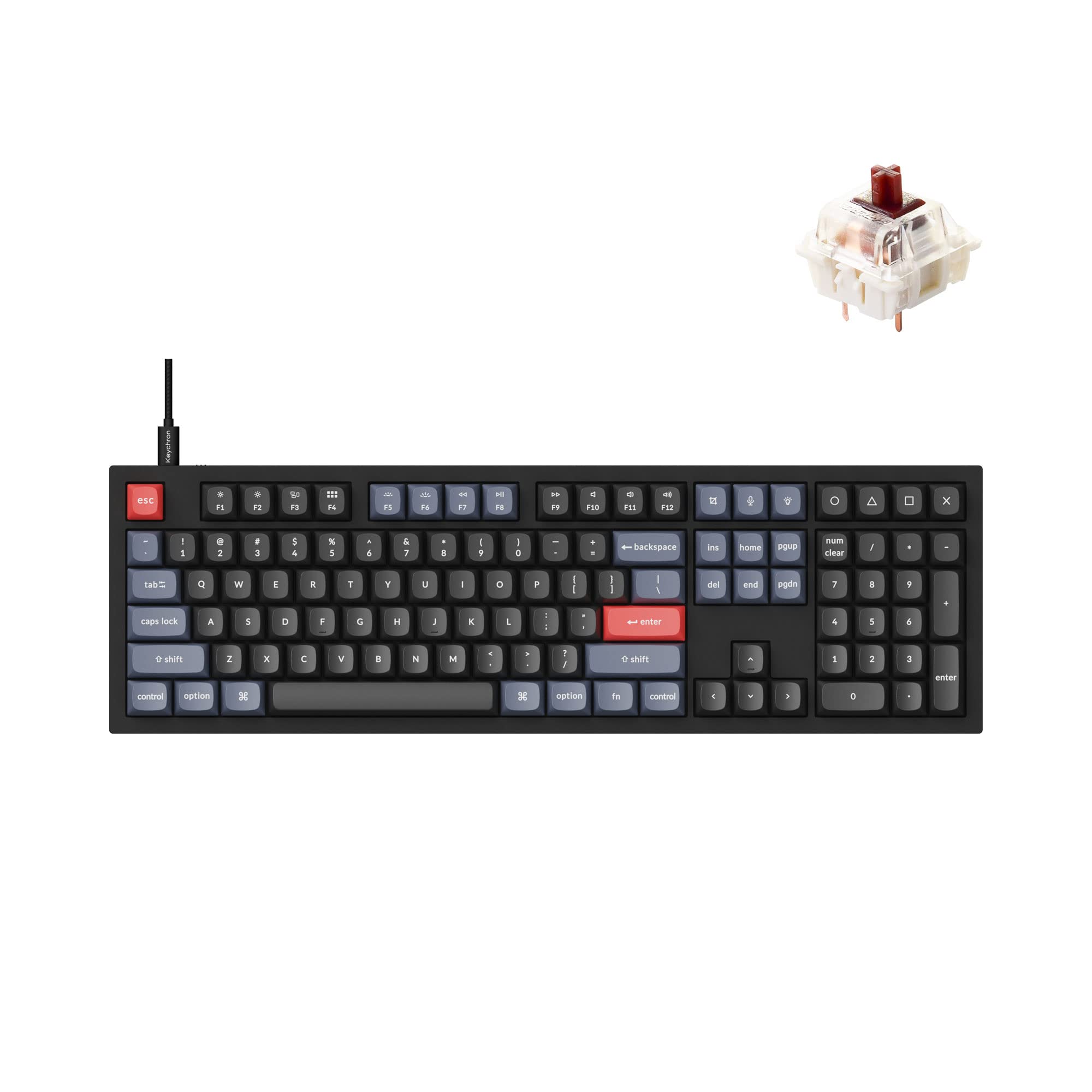 108個 +赤軸 純正キーキャップ + Q6 Keychron Amazon.com: Bluetooth/2.4 Wireless QMK/LAUNCHER Max Q6 Keychron キーボード
