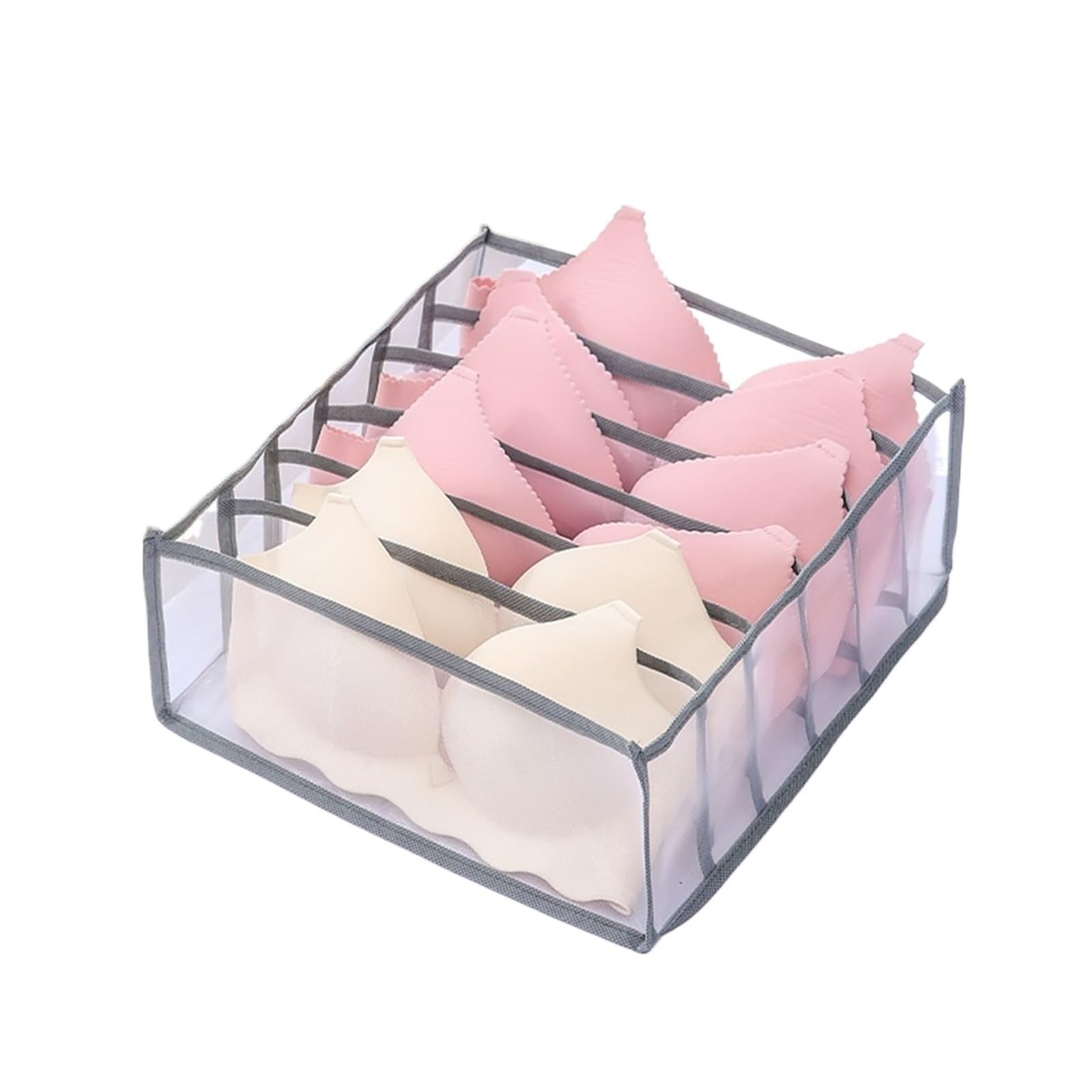 LuoAXINN Underwear Organizer Underwear Storage Box Foldable Socks Organizer(2pcs 6grid grey)