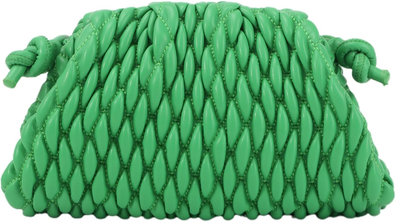 Fecialy Women’s Dumpling Bag Cloud Clutch Purse Ruched Handbag Leather Hobo Bag Evening Crossbody Purse