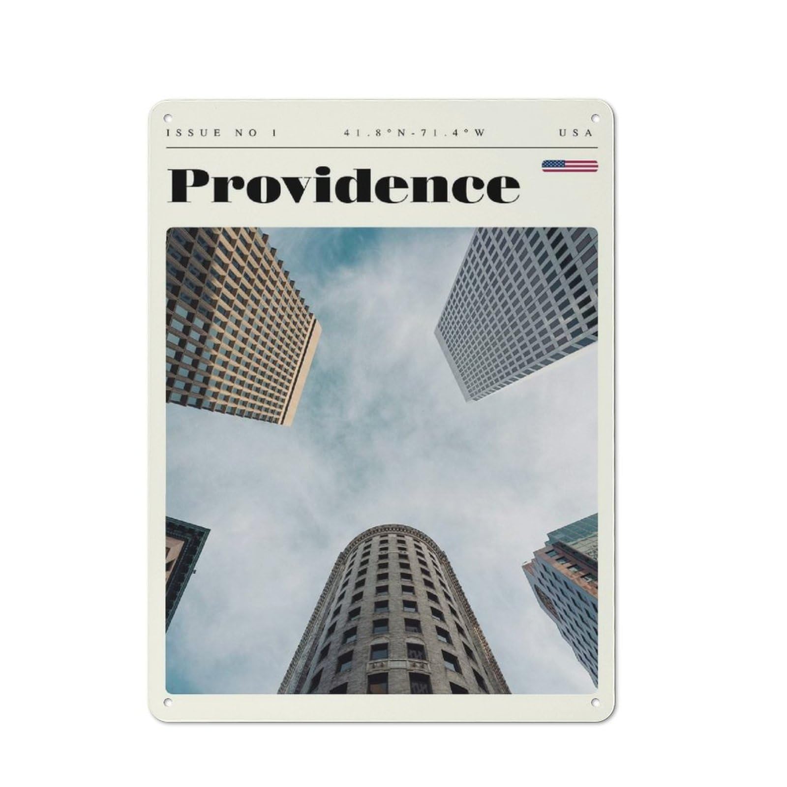 Junmoney Style-21 Providence Rhode Island Travel Art Retro Metal Sign 40X30cm For Garage Or Workshop, With Clear Retro Wall Decor Character