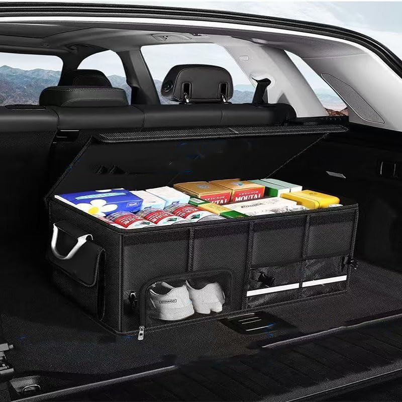 Organizer Bagagliaio Auto per Porsche Cayenne 957, Organizer Auto Pieghevole Tessuto Oxford Impermeabile Organizzatore Bagagliaio,72L
