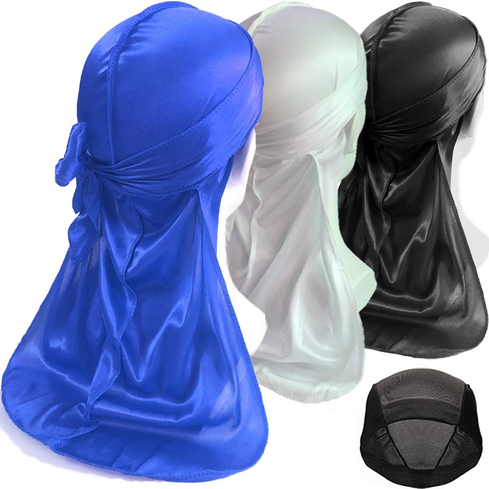 Premium Durag Pack for Men, Silky Doo Rag for 360 540 720 Waves