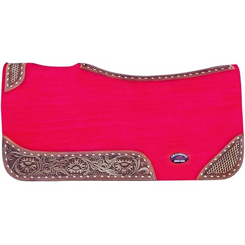 CHALLENGER Horse 32"x30" Western Contoured Wool Felt Therapeutic Saddle Pad Pink 39209PK