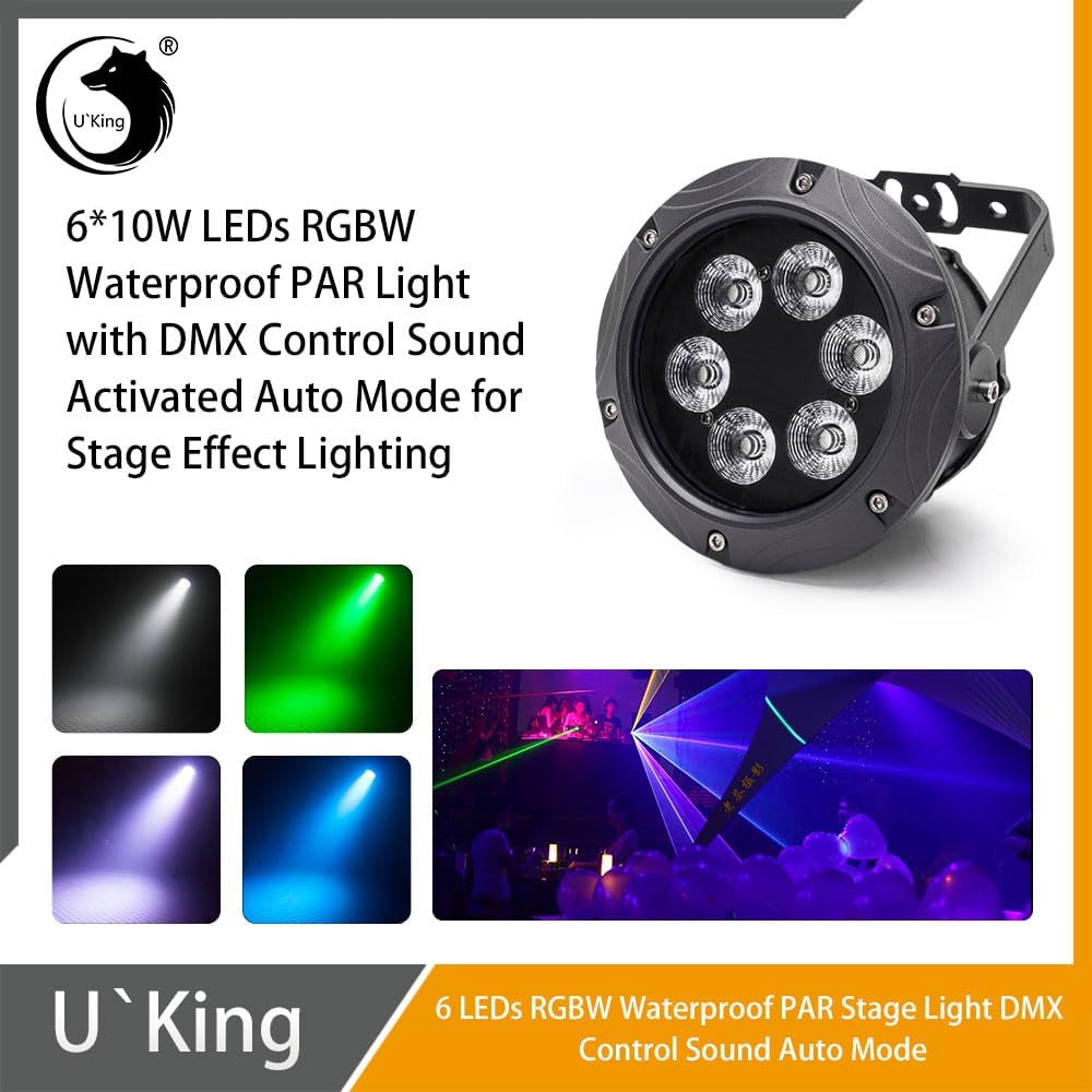 Led Stage Par Lights, IP67 Waterproof Par Light with Remote Control Outdoor Uplights, RGBW Stage Par Can for Party Bar Dj Wedding Live Show Christmas Holiday Event (1 Pack)