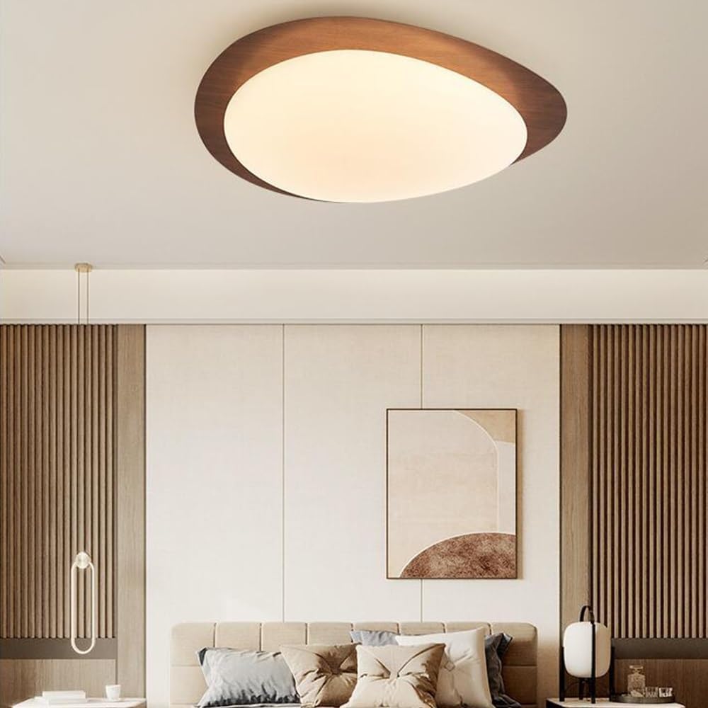 Genérico Lámpara Techo Nórdica, Diseño Guijarro, Led Regulable, Cuida Vista | Instalación Empotrada, Vida útil De 30.000 Horas, Apta Para Cocinas, Pasillos Y Estudios (Walnut 30cm)
