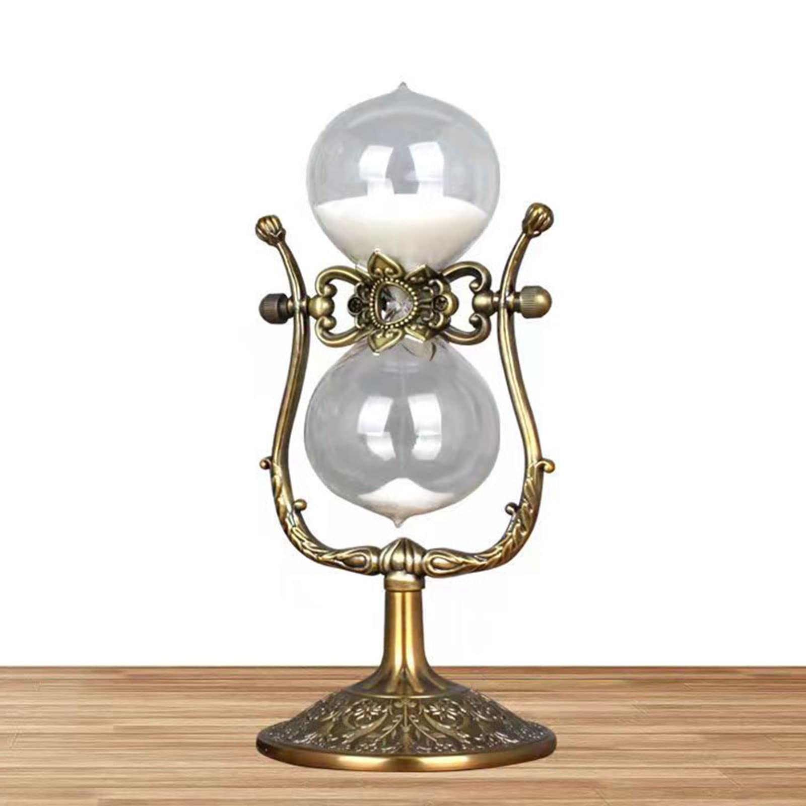 Timer A Clessidra Dorato 10 Minuti, Sabbia Nera, Altezza 12 Cm, In Vetro E Metallo, Elegante Decorazione Per Casa E Ufficio - 5