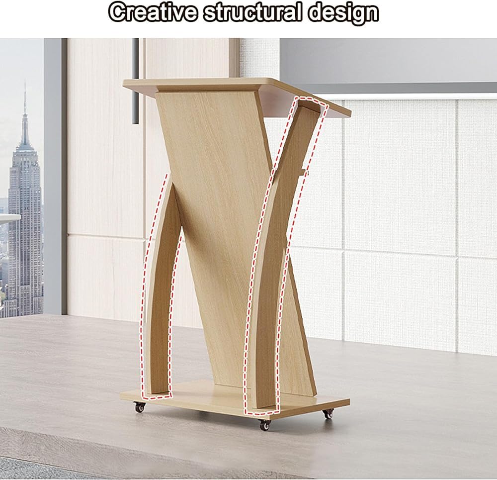 Generico Leggio Mobile in Legno con Ruote – Perfetto per chiese e Sale conferenze, Design Robusto ed Elegante da Pavimento, Facile da spostare, Soluzione Professionale p