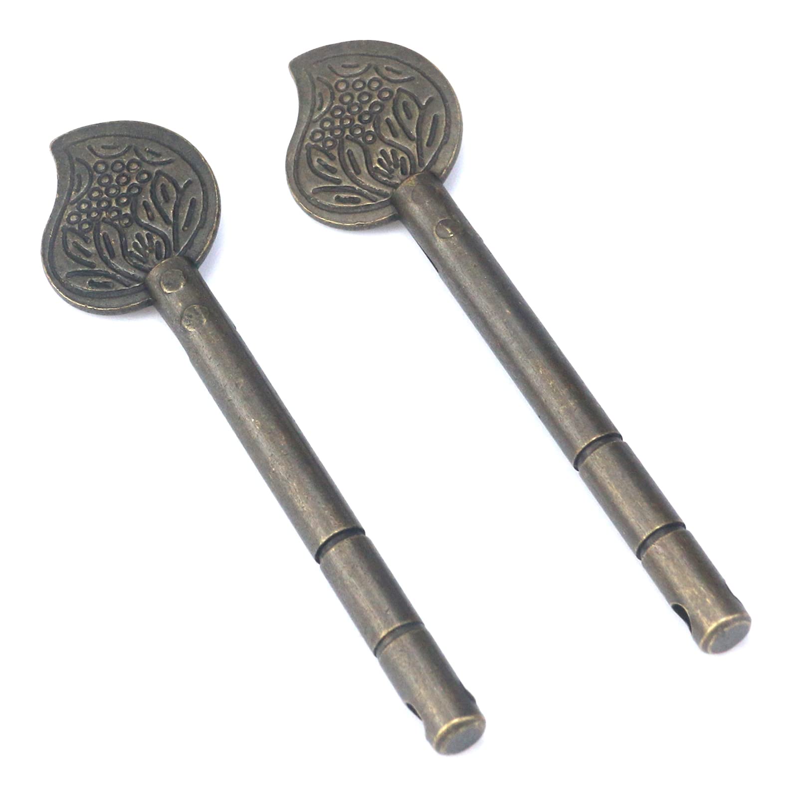 Antique Chinese Style Bronze Door Latch, 8.6 cm Length, Pack of 2, Decorative Lock Bolt for Doors/Cabinets, Vintage Hardware