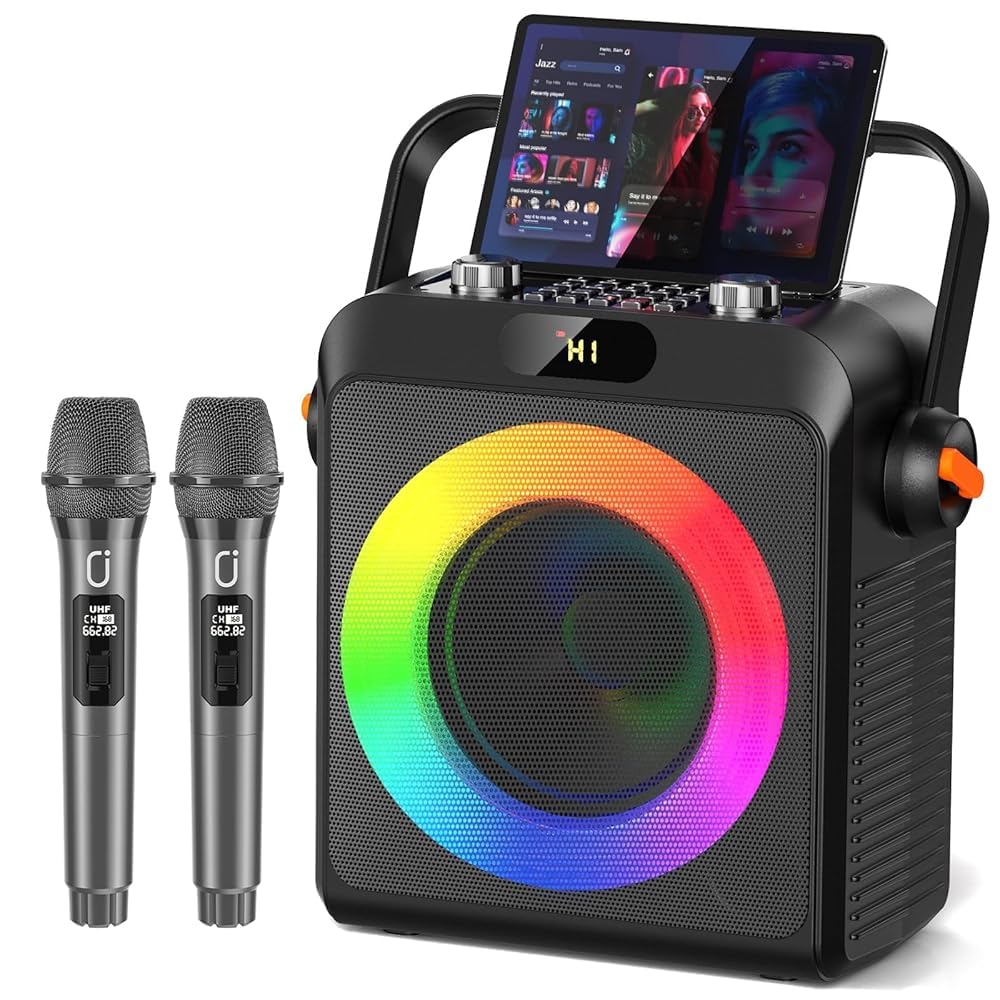 Amazon | JYX スピーカーセット カラオケマシン ワイヤレスマイク2本