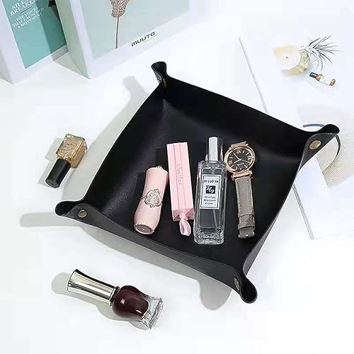 Miniatura 5 de Banugo Bandeja valet bandeja de piel sintética bandeja pequeña de catchall organizador de viaje plegable para joyas adecuado para viajes