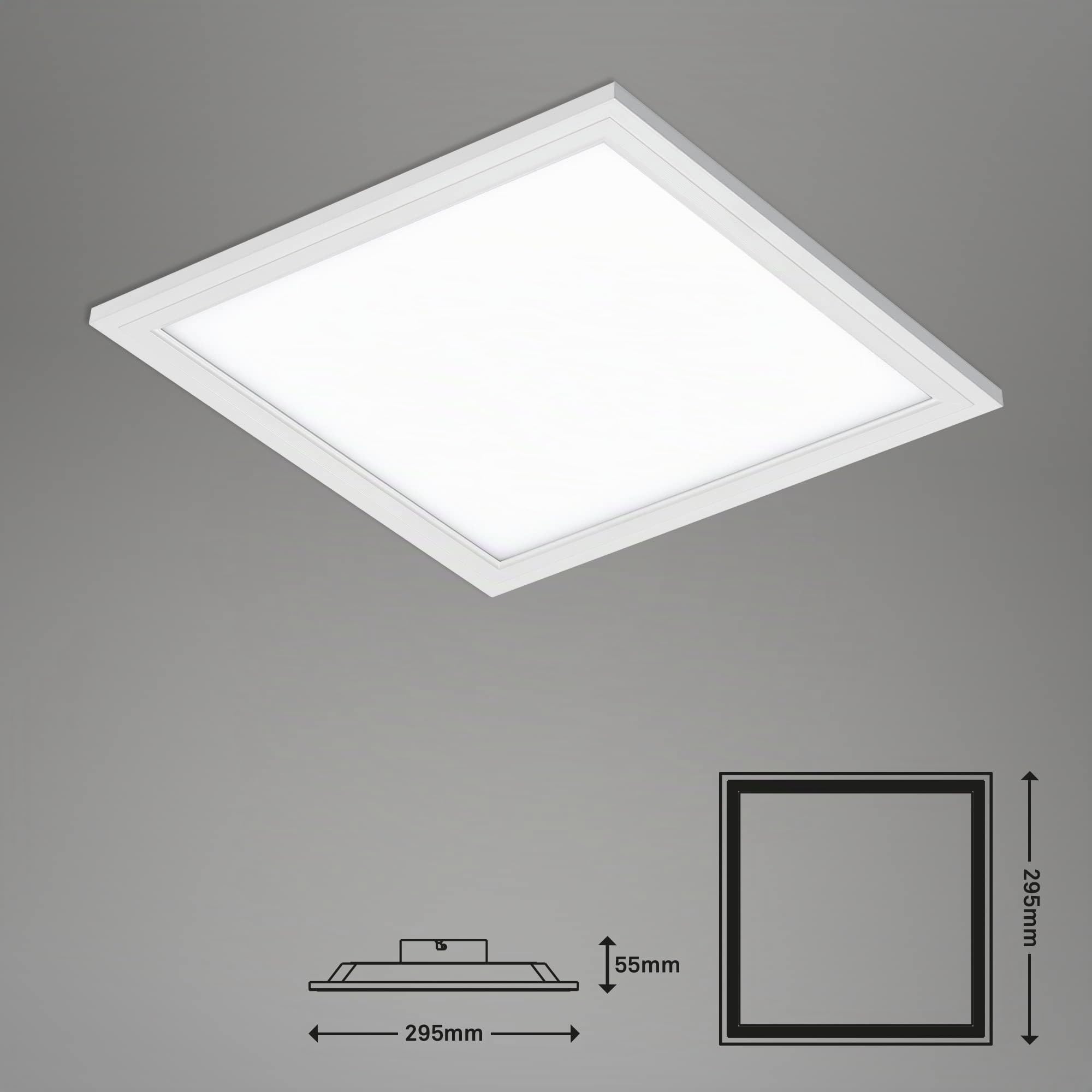BRILONER - Plafoniera LED ultrapiatta, 30x30x6 cm, colore luce bianca neutra, 12 watt, 1300 lumen, lampada LED, plafoniera LED, lampada da soggiorno, pannello LED, lampada da cucina, bianco