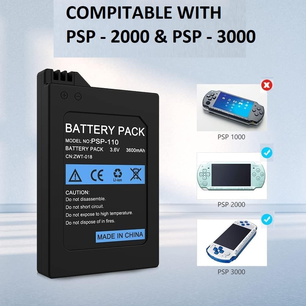 FLSTOR Batteria agli ioni di litio da 3600 mAh, 3,6 V, per Sony Playstation PSP 1000 (non per PSP 2000/3000