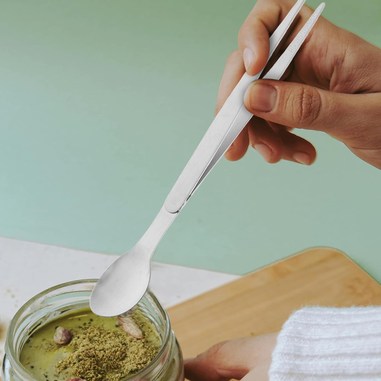 Stainless Steel Tasting Spoon and Chopsticks 20.5cm Large Chinese Spoon Culinary Kitchen Utensil for Chefs and Home Cooking